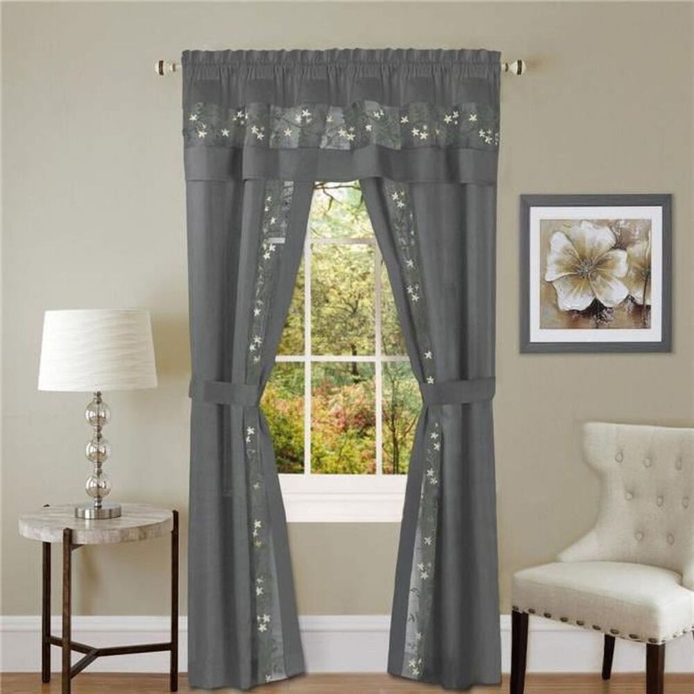55 x 63 in. Polyester Light Filtering Rod Pocket Single Curtain Panel, Grey